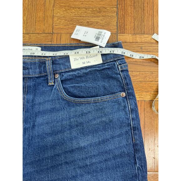 Abercrombie The 90's Straight Ultra High Rise Jeans Dark With Cuff Sz 32 14s New - Picture 4 of 12